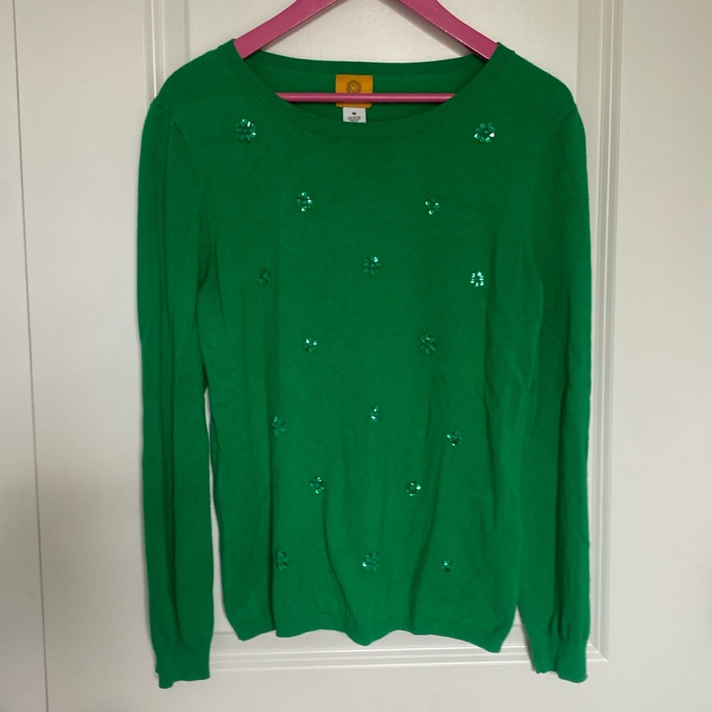 Ruby Rd. Sweater with‎ beaded flowers